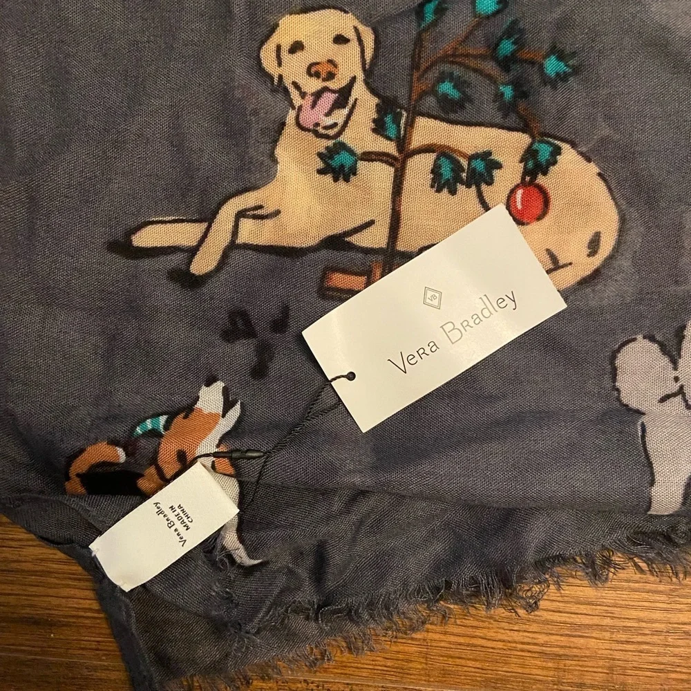 NWT vera bradley soft fringe scarf holiday dogs Dog Breeds Labrador Dachshund